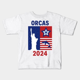 Orcas 2024 Funny Politics Wity Orca Election Kids T-Shirt